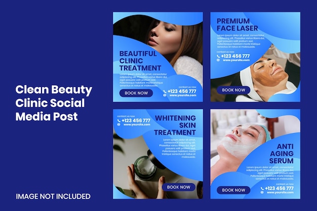 Vecteur clean beauty clinic publication sur les réseaux sociaux