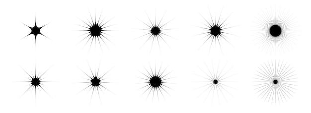 Clignote et scintille ensemble Collection d'étoiles bling rétro Pack d'effets de brillance starburst noir abstrait
