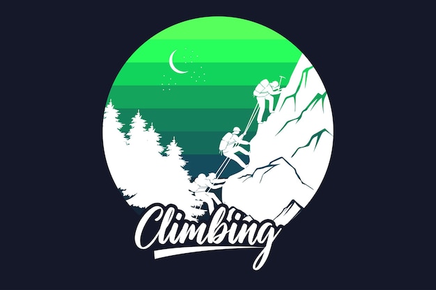 Climbing Hiking Print Prêt à L'emploi Design De T-shirt De Style Vintage