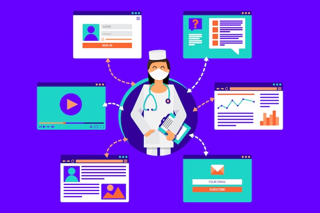 Vecteur clinique web app consultation médecin médecin en ligne