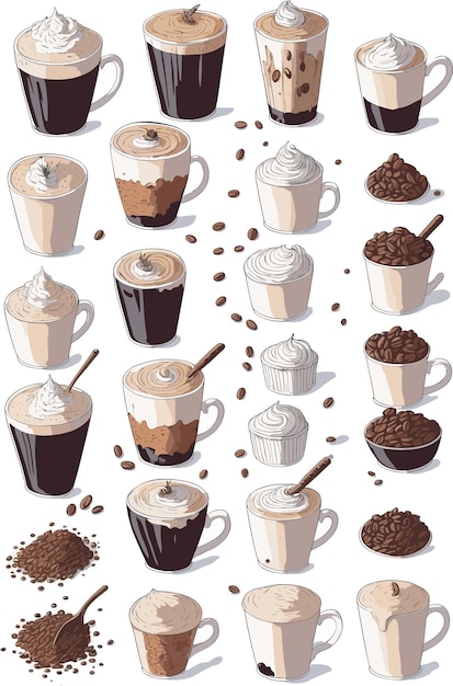 Vecteur clipart aquarelle café americano ristretto long