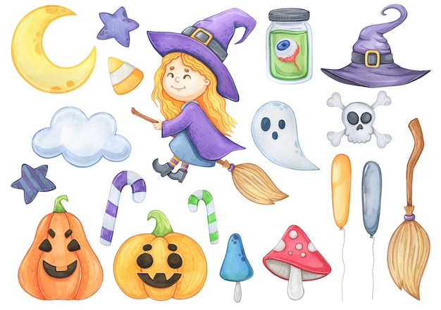 Vecteur clipart aquarelle halloween