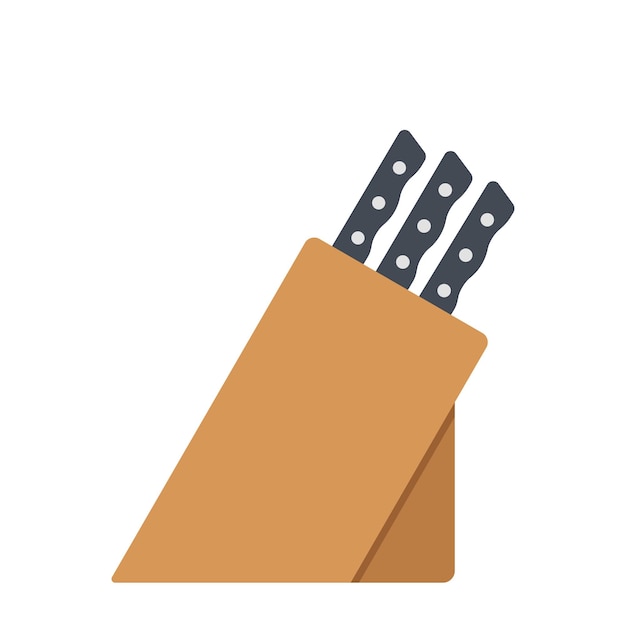 Clipart De Bloc De Couteau De Cuisine. Couteaux Dans L'icône De Signe De Vecteur Plat De Bloc De Bois. Notion D'ustensiles De Cuisine