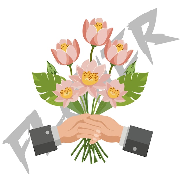 Clipart Bouquets Vectoriels Fleur Avec La Main éléments De Fleurs Vectorielles Concept De Mariage Arrangements Floraux