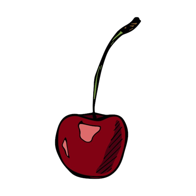 Clipart De Cerise De Vecteur Icône De Baies Dessinées à La Main Illustration De Fruits