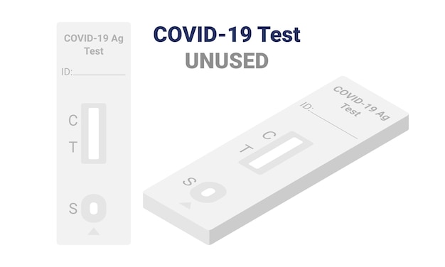 Vecteur clipart de conception plate du kit de test rapide covid-19 inutilisé ou invalide. nouveau kit de détection d'antigène vierge