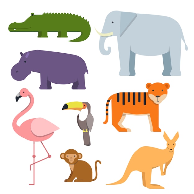 Clipart De Dessin Animé D'animaux Sauvages.