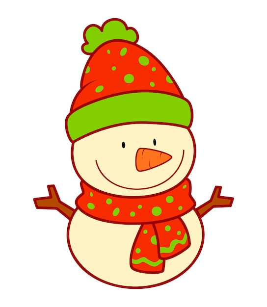 Clipart De Dessins Animés De Noël. Illustration Vectorielle De Noël Bonhomme De Neige Clipart