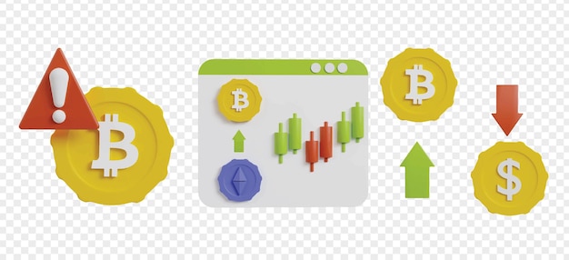 Clipart d'icônes 3D de crypto-monnaie