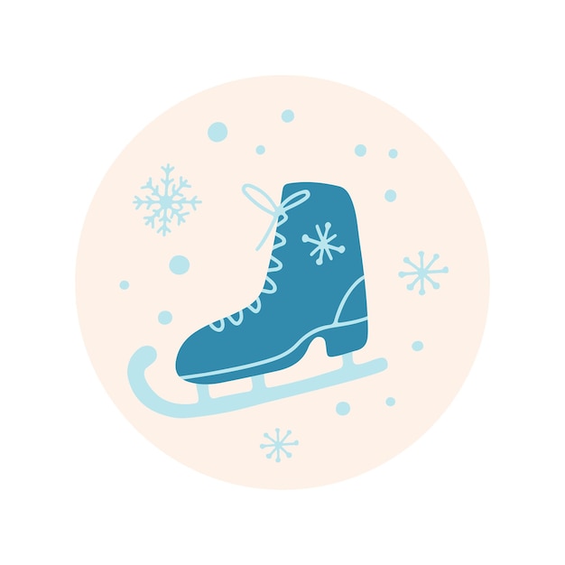 Clipart joyeux Noël dessinés à la main avec des flocons de neige skate sur fond beige