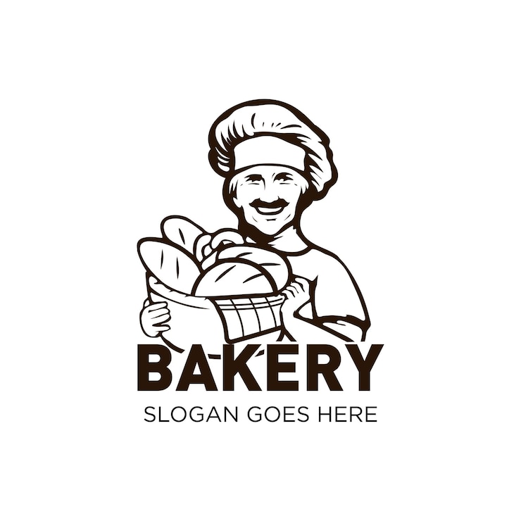 Vecteur clipart de logo de boulangerie dessiné à la main simple