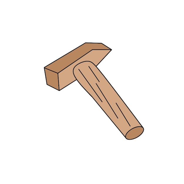 un clipart en marteau en bois