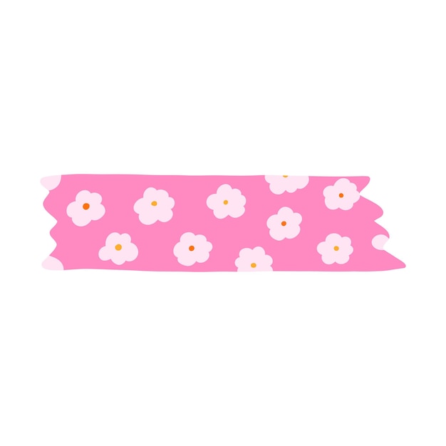 Vecteur clipart mignon de bande washi bande avec motif de fleur bande adhéseuse avec ornement simple coloré bande écossaise décorative esthétique avec bords déchirés pour plancher de carnet de notes artisanat