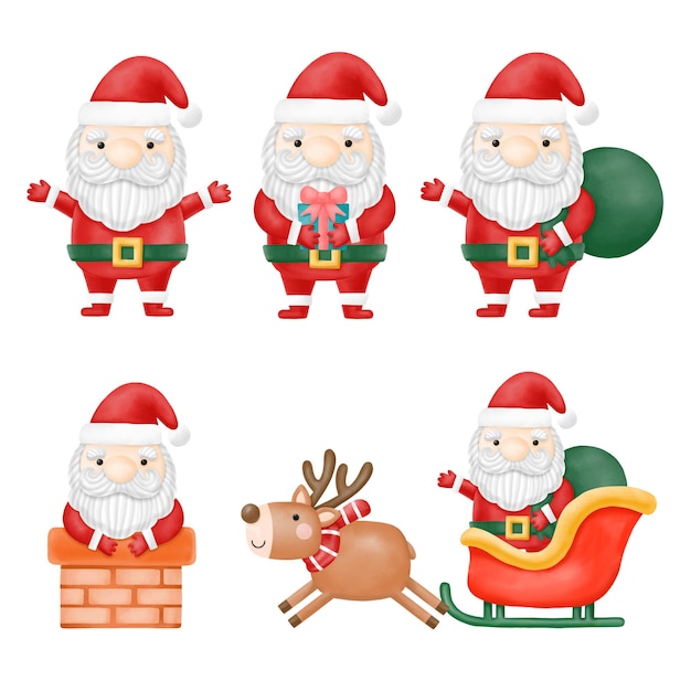 Clipart père noël, joyeux noël, peinture numérique