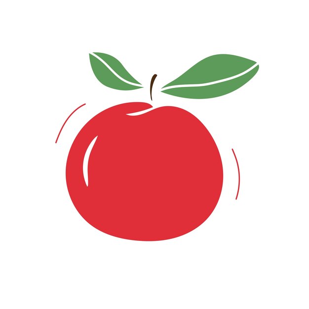 Clipart Pomme Juteuse Fruit Rouge Avec Des Feuilles Isolées Illustration Minimaliste