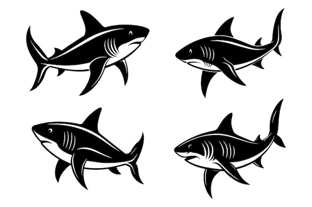 Clipart vectoriel du logo de la silhouette de requin isolé sur fond blanc