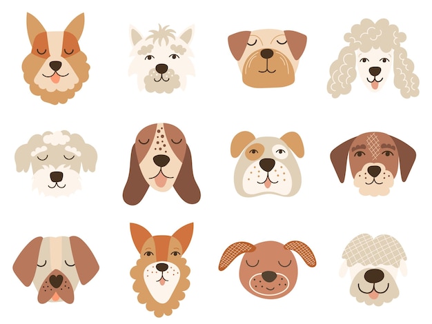 Clipart De Visage De Chien. Illustration Vectorielle.