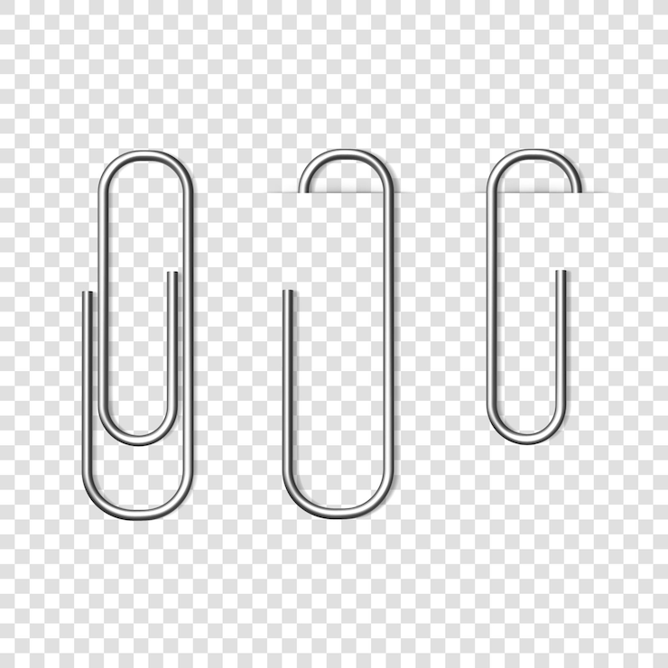 Vecteur clips de papier métallique argenté vectoriel isolé sur un fond transparent