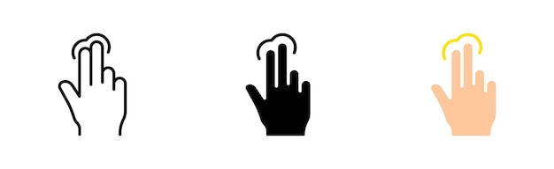 Cliquez sur l'icône de l'ensemble Pinceau à l'index tapant sur le défilement coulissant en attente du curseur flèche sablier tapant Appuyant sur le concept Icône vectorielle en ligne de style noir et coloré sur fond blanc