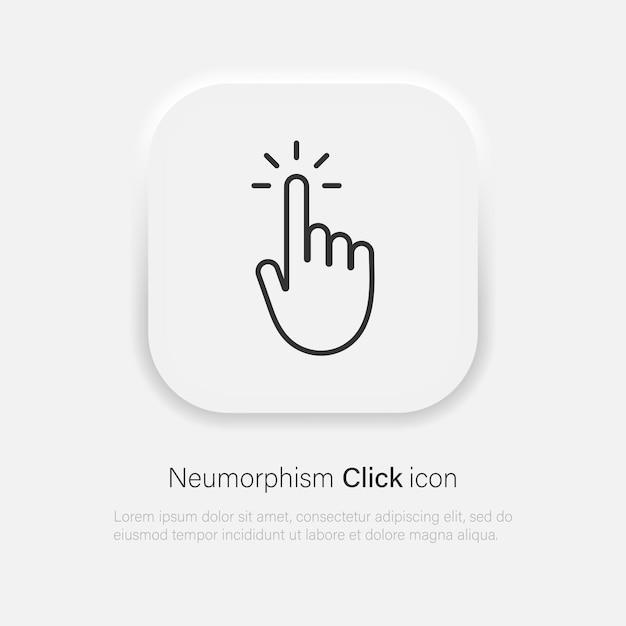 Cliquez Sur L'icône De Vecteur De Main Dans Le Style Branché De Neumorphisme. Vecteur Eps 10