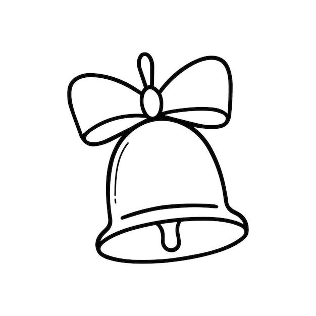 Cloche D'école Avec Arc Doodle Illustration Vectorielle Dessinée à La Main