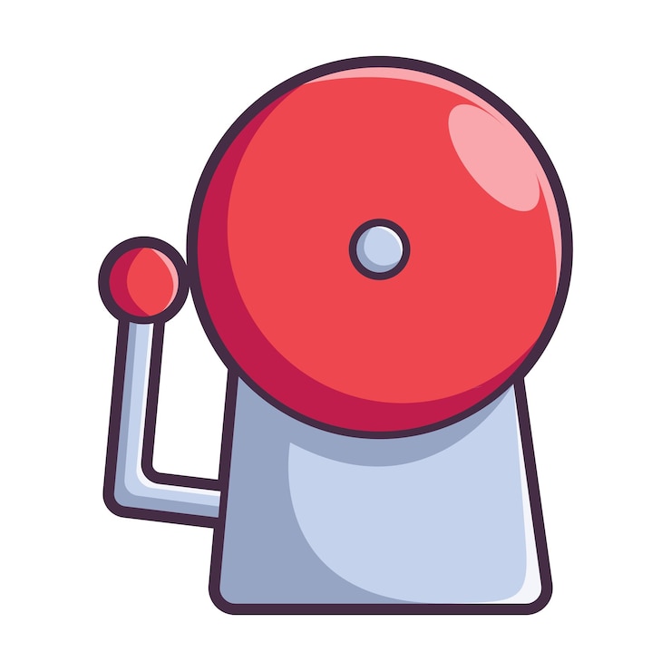 Vecteur cloche rouge pour la sonnerie de l'école icône d'illustration vectorielle style de dessin animé plat