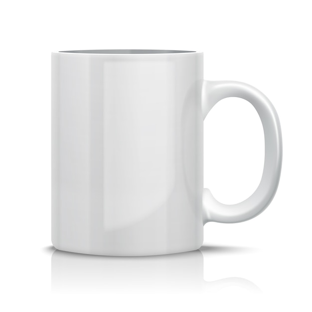 Close up Vector Classic White Cup pour. Isolé sur blanc.