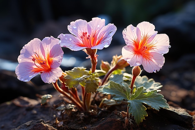 Vecteur closeup pink oxalis oxalis corymbosa dans le jardin