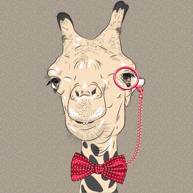 Closeup Portrait Of Funny Giraffe Hipster