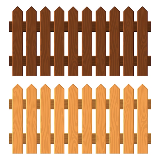 Clôture en bois sur fond blanc. Vecteur
