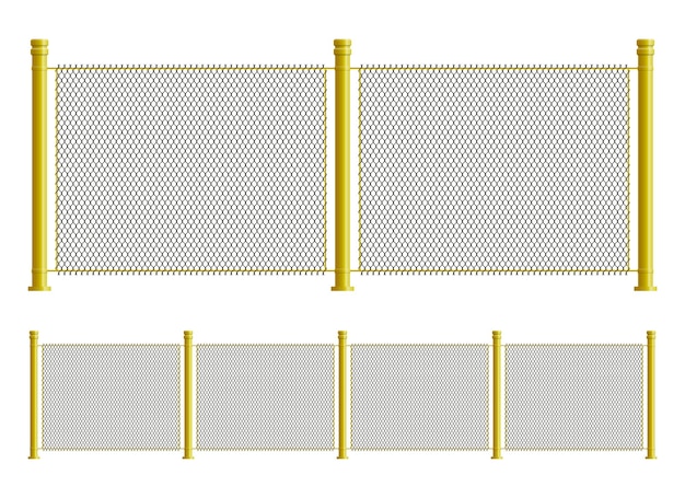 Clôture Métallique En Illustration Vectorielle De Style Réaliste Isolée Sur Blanc