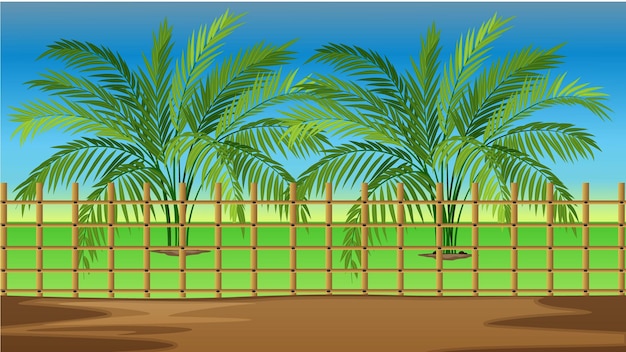 Vecteur une clôture avec des palmiers en arrière-plan.