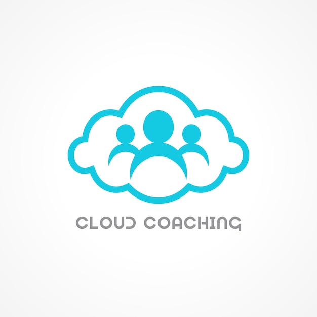 Cloud Coaching Logo Design Concept Pour Leadership Company Business Consultant Ou Etc. Identité De Couleur Bleu Clair Avec Fond Blanc