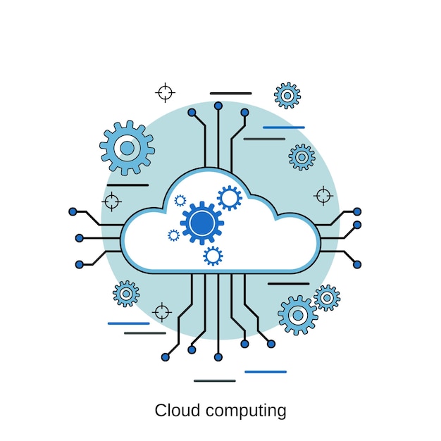 Cloud computing illustration de concept de vecteur de style design plat
