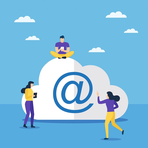 Cloud Computing Et Mail Sign Avec Des Gens Autour