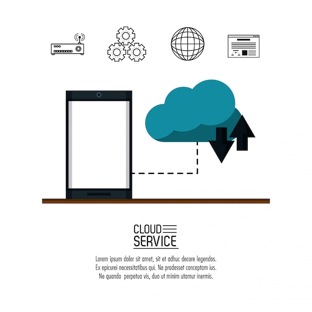 Cloud Computing Service Icône Vector Illustration Graphisme