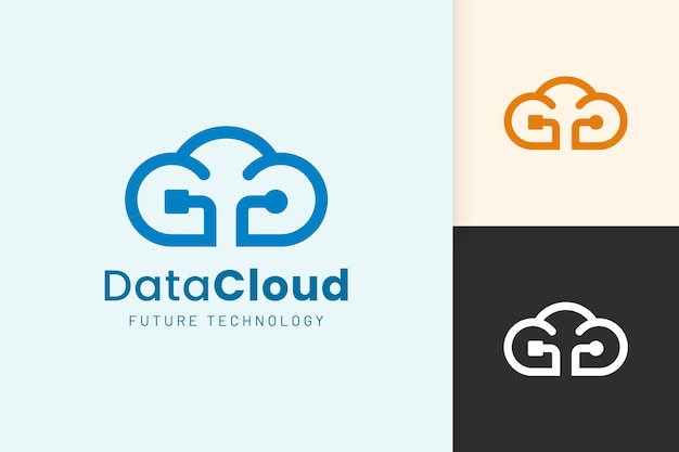 Cloud ou Data Logo dans un style moderne avec une couleur bleue