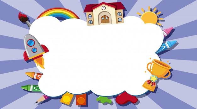 Cloud Frame Avec Des Articles Scolaires