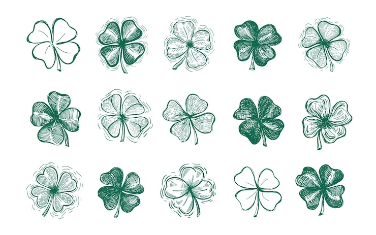 Vecteur clover st patricks day illustrations dessinées à la main