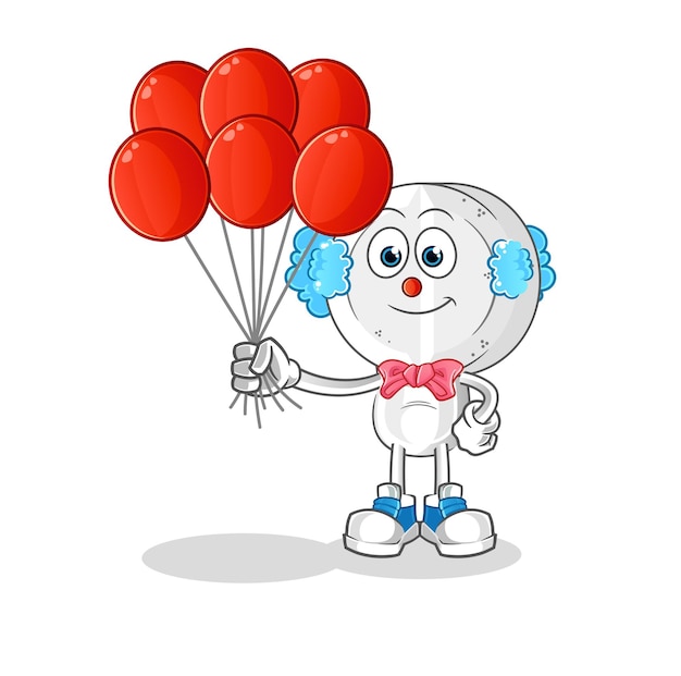 Vecteur clown de dessin animé de tête de tablette de médecine avec vecteur de ballons. personnage de dessin animé