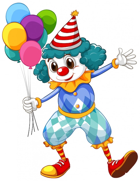 Clown drôle avec des ballons colorés et de grosses chaussures