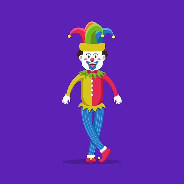 Clown Drôle Portant Des Vêtements Colorés En Dansant