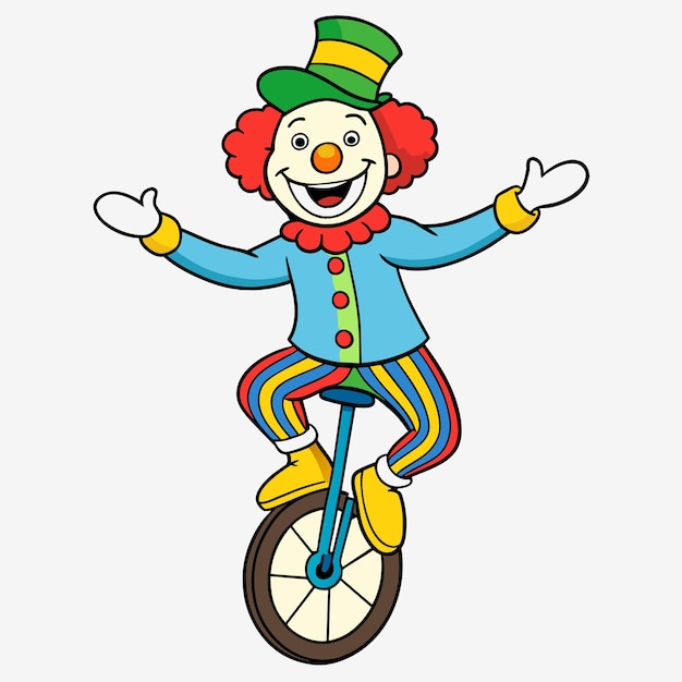 un clown est à vélo et a un panneau qui dit le clown sur lui