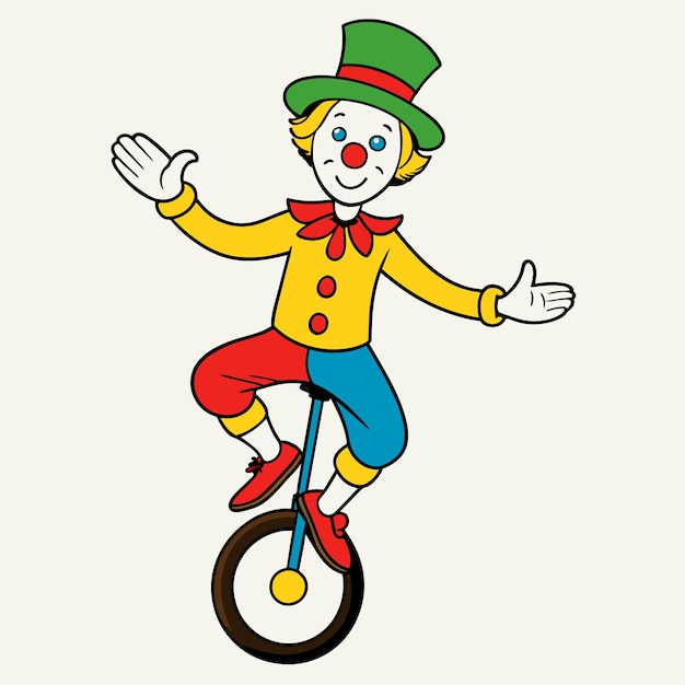 un clown sur un vélo avec un clown dessus