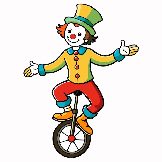 un clown sur un vélo avec un clown dessus