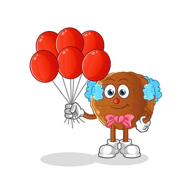 Clown De Viande De Hamburger Avec Le Vecteur De Ballons. Personnage De Dessin Animé