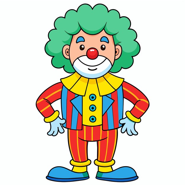 Vecteur clowns joker buffon comédien jongleur mascotte dessinée à la main personnage de dessin animé autocollant concept d'icône