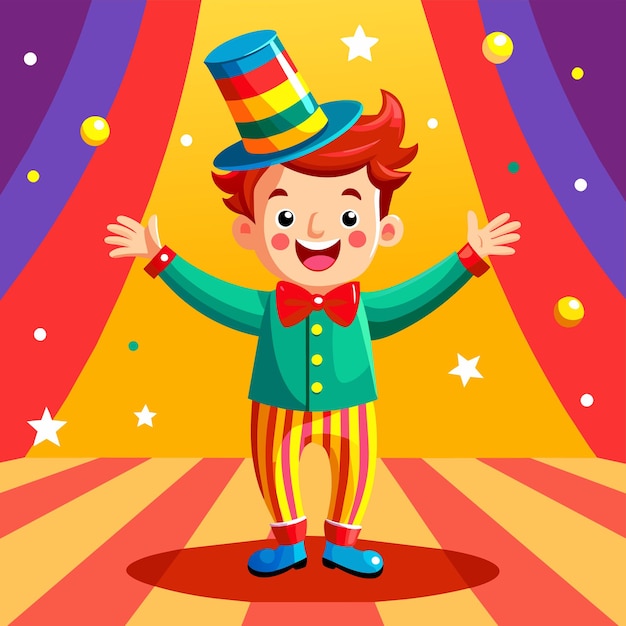 Vecteur clowns joker buffon comédien jongleur mascotte dessinée à la main personnage de dessin animé autocollant concept d'icône