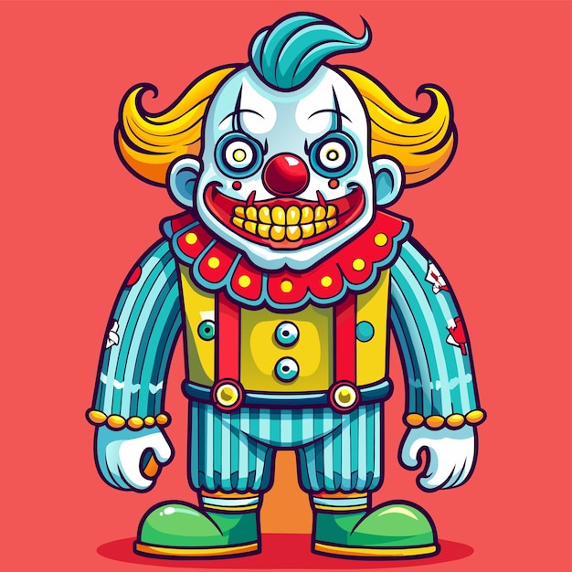 Vecteur clowns joker buffon comédien jongleur mascotte dessinée à la main personnage de dessin animé autocollant concept d'icône