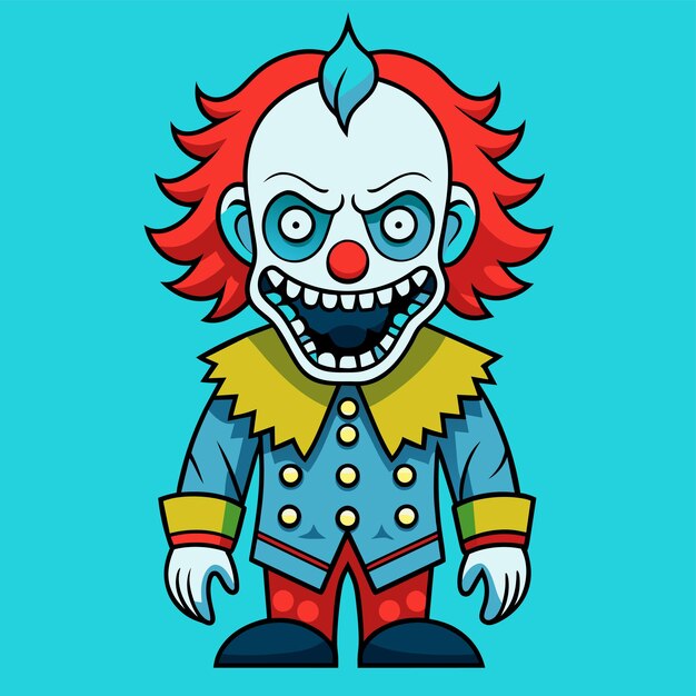 Vecteur clowns joker buffon comédien jongleur mascotte dessinée à la main personnage de dessin animé autocollant concept d'icône